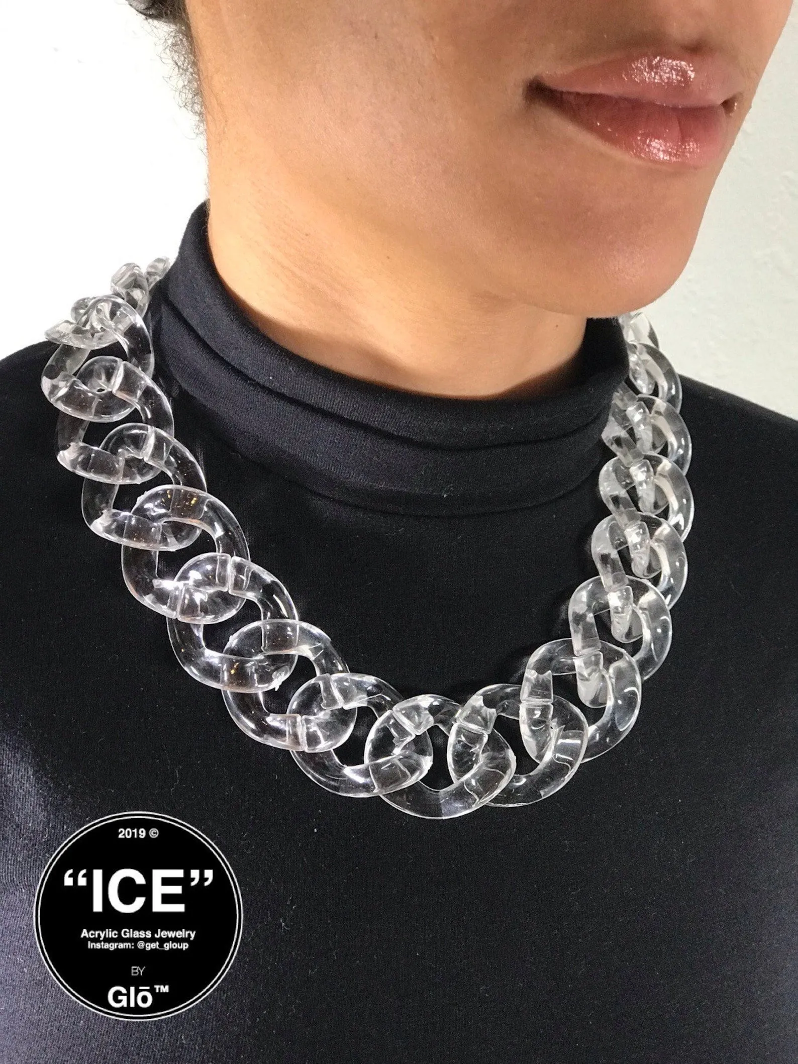 Clear XL Curb Link Necklace. Acrylic glass Chain. - plushtrap_