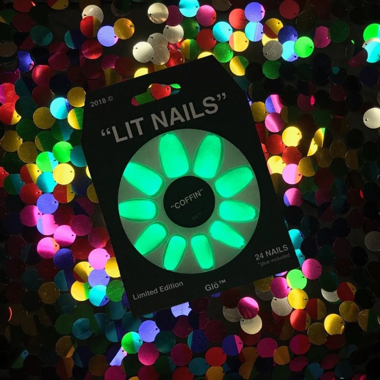 Coffin Glow in the Dark Neon Yellow Instant Acrylic Nails - plushtrap_