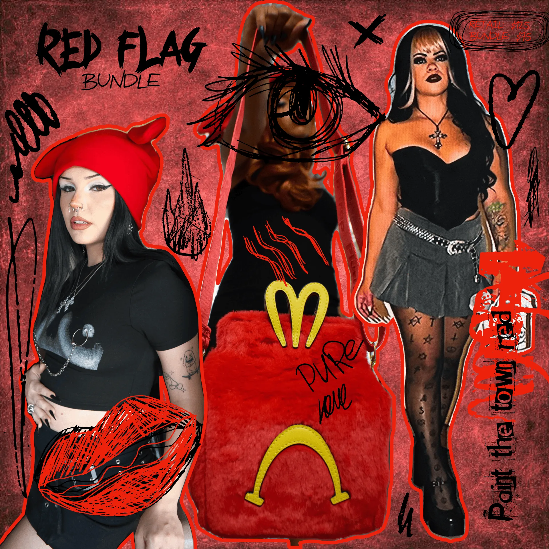 Red Flag Bundle - Lovers Lane Drop - plushtrap